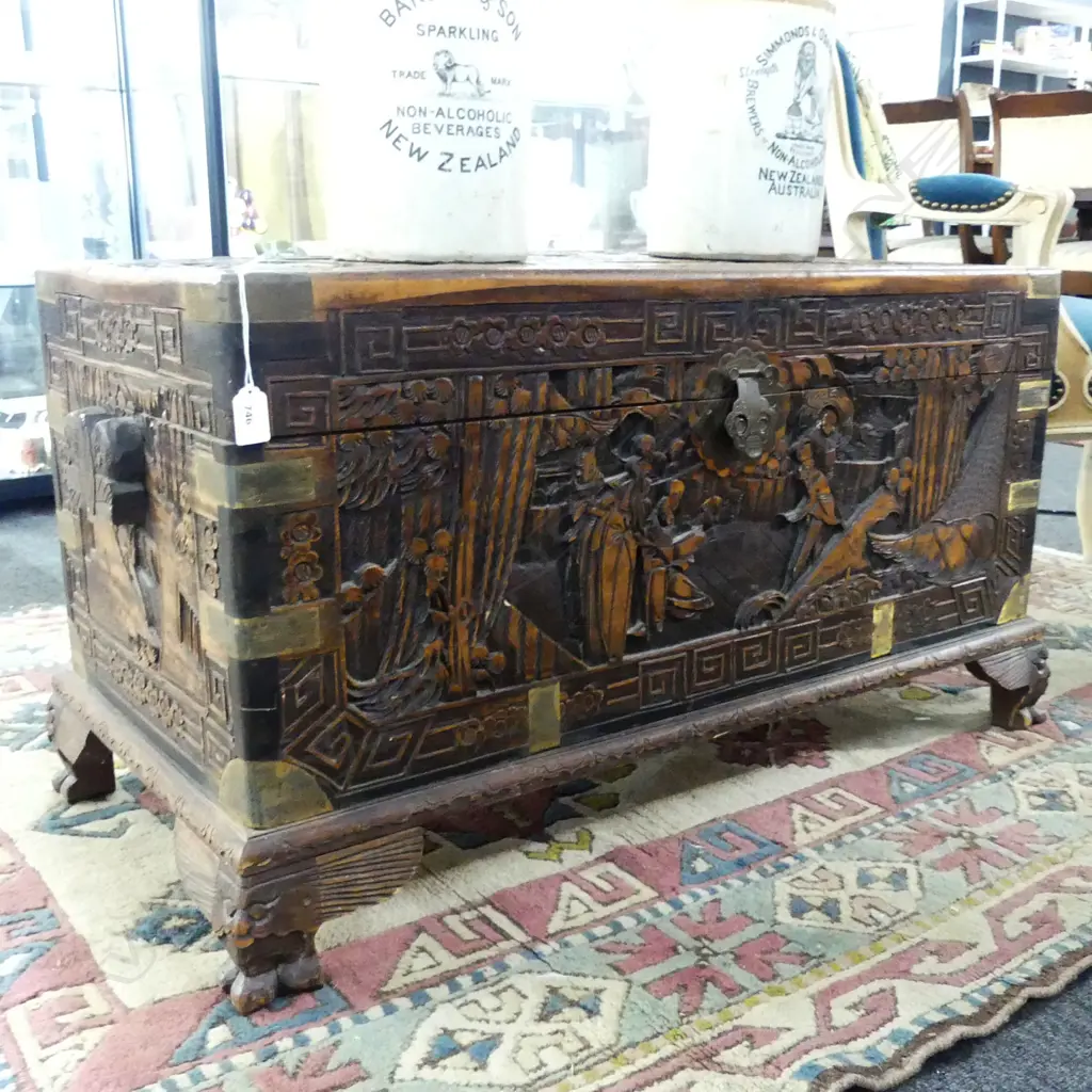 CARVED CAMPHOR CHEST W.920mm Image 1++