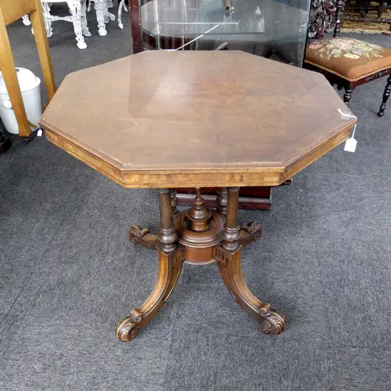 VICTORIAN MAHOGANY OCTAGONAL OCCASIONAL TABLE, CATHEDRAL BASE 745mm dia   
