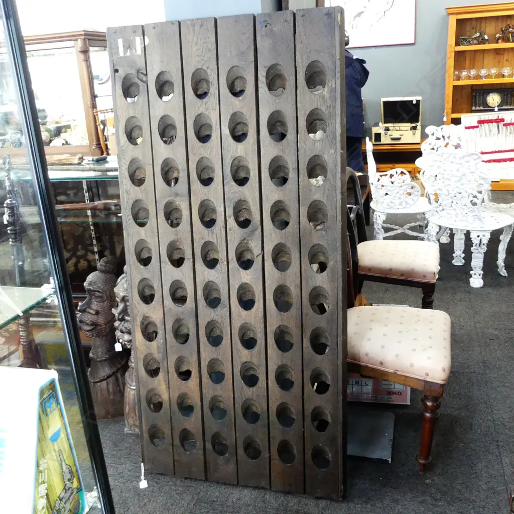 OLD FRENCH WOODEN (OAK) CHAMPAGNE SINGLE RIDDLING RACK 730x1500mm Image 1++
