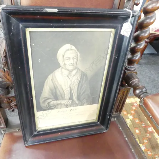 VINTAGE PRINT 'MARGARET PATTEN ANNO. 1737' 345x215mm