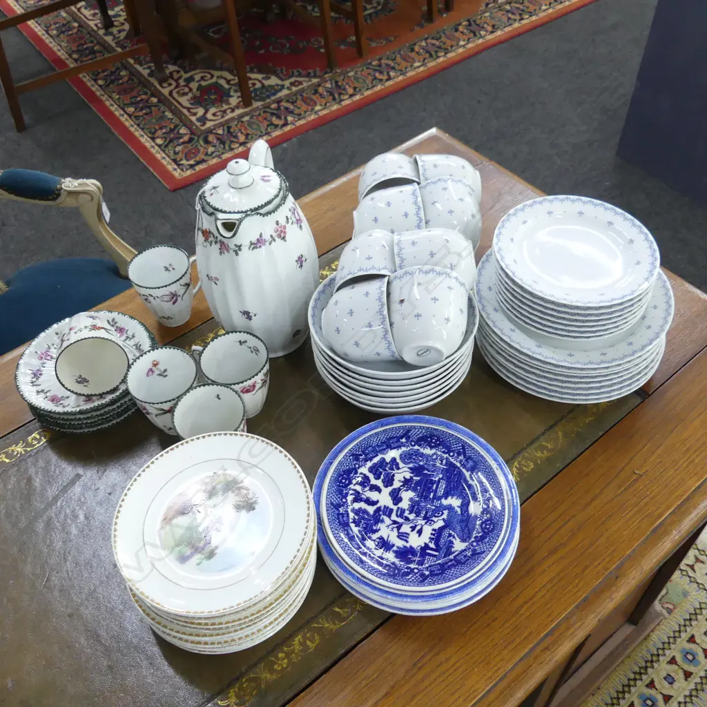 ARZBERG CHINA, WURTTEMBERG COFFEE POT & CUPS, ASST. SAUCERS SOME H/PAINTED Image 1++