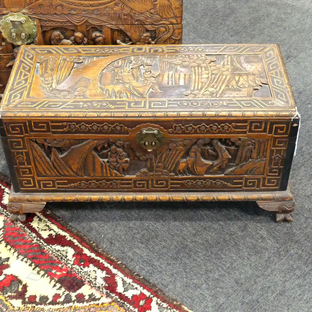 SMALL CARVED CAMPHOR CHEST 790x370x375mm Image 1++