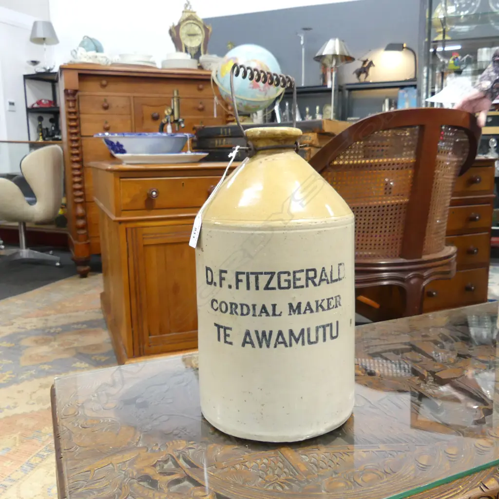 CROCK w. WIRE HANDLE 'D. F. FITZGERALD' H.400mm Image 1++