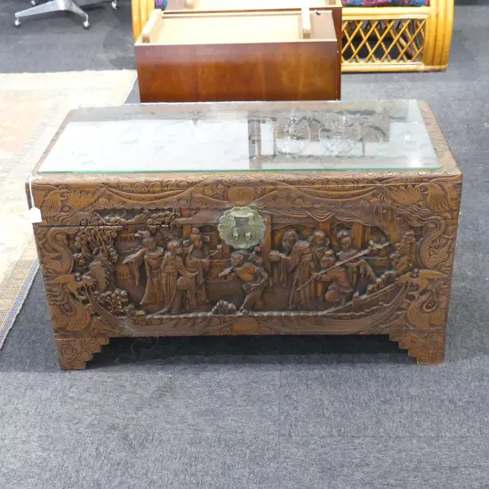 CARVED CAMPHOR CHEST 940x450x515mm