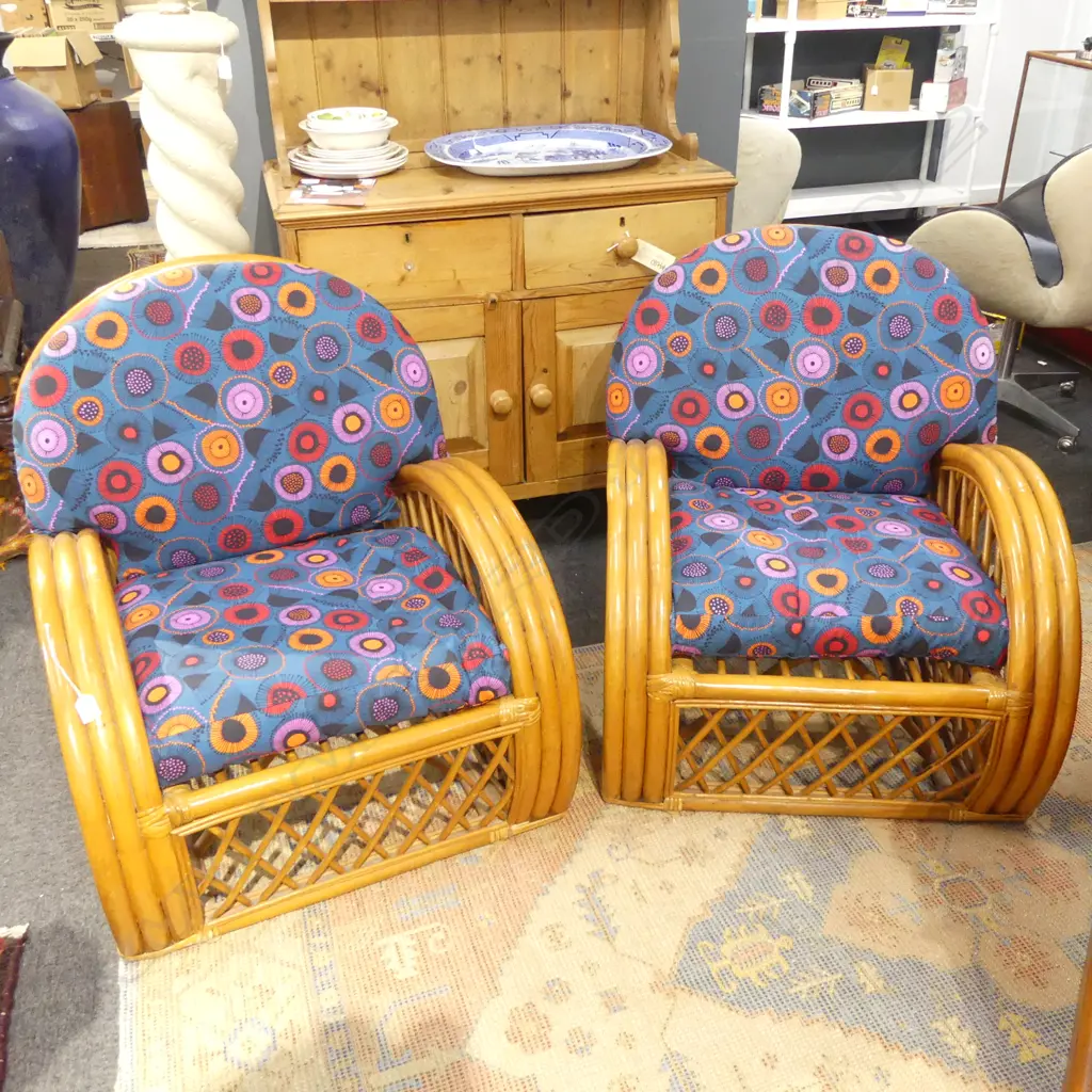 PR UPHOLSTERED CANE ARMCHAIRS Image 1++
