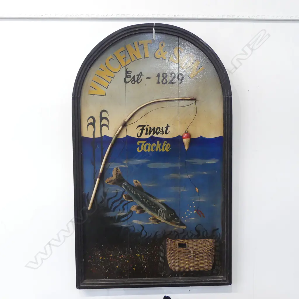 'VINCENT & SON' VINTAGE STYLE FISHING ADVERTISEMENT 1000x600mm Image 1++