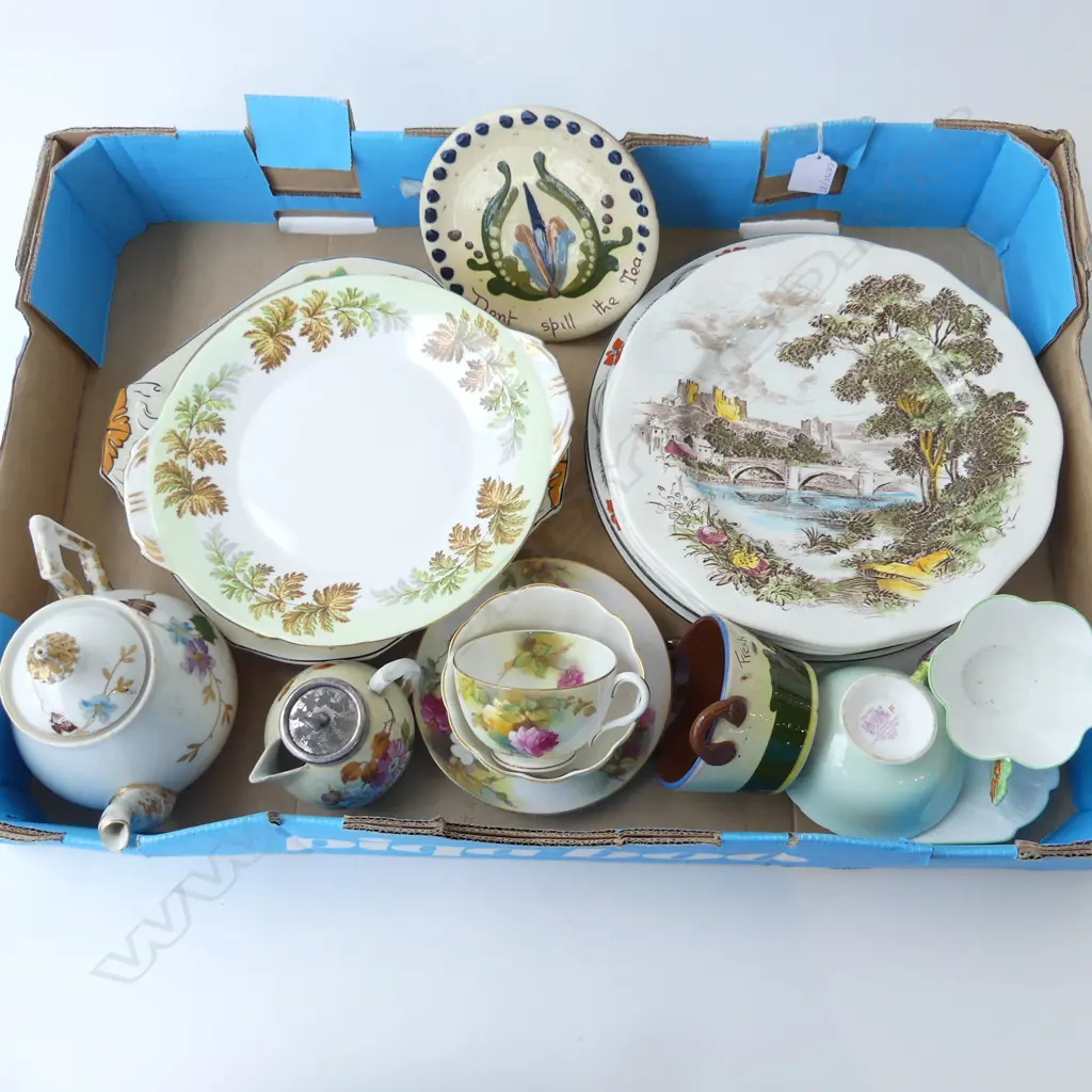 ASST CHINA PLATES, LIMOGES TEAPOT, TORQUAY MOTTO WARE, ROYAL ALBERT, SHELLEY etc Image 1++