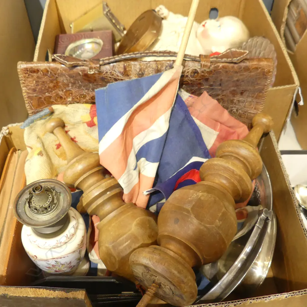 UNION JACK FLAGS, LG PR TURNED WOODEN CURTAIN ROD ENDS, ETC Image 1++