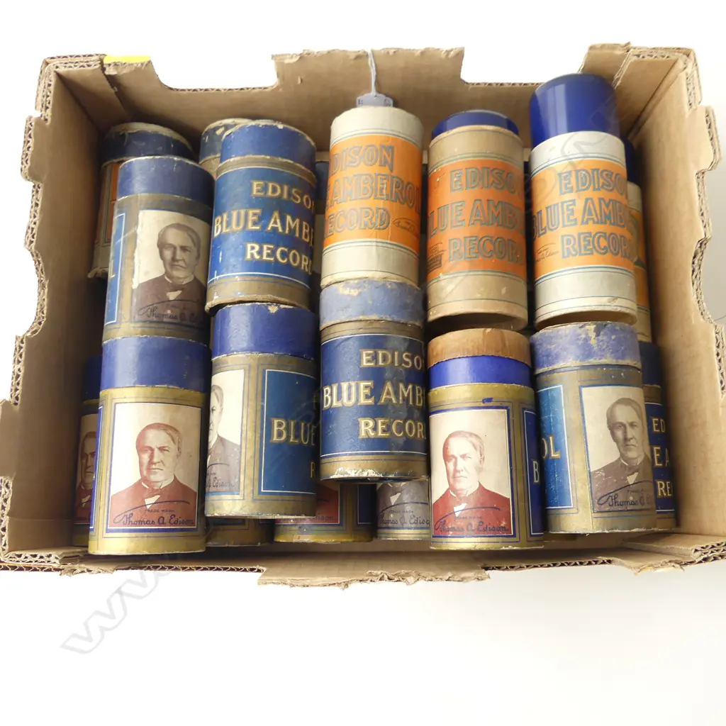 22 EDISON BLUE AMBEROL RECORDS FOR PHONOGRAPH PLAYER IN CASES Image 1++