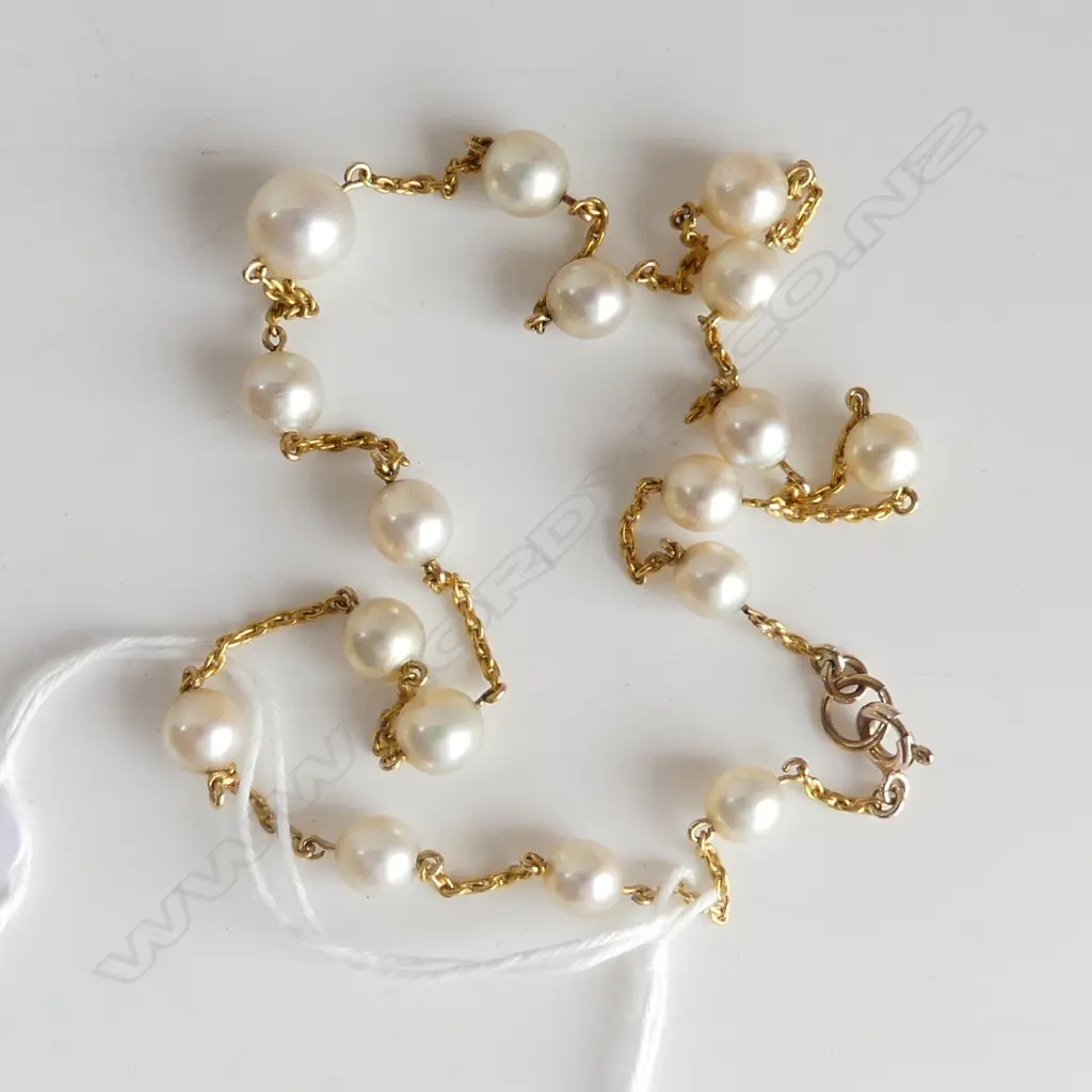 9CT PEARL NECKLACE 10.0 GR L.410mm Image 1++