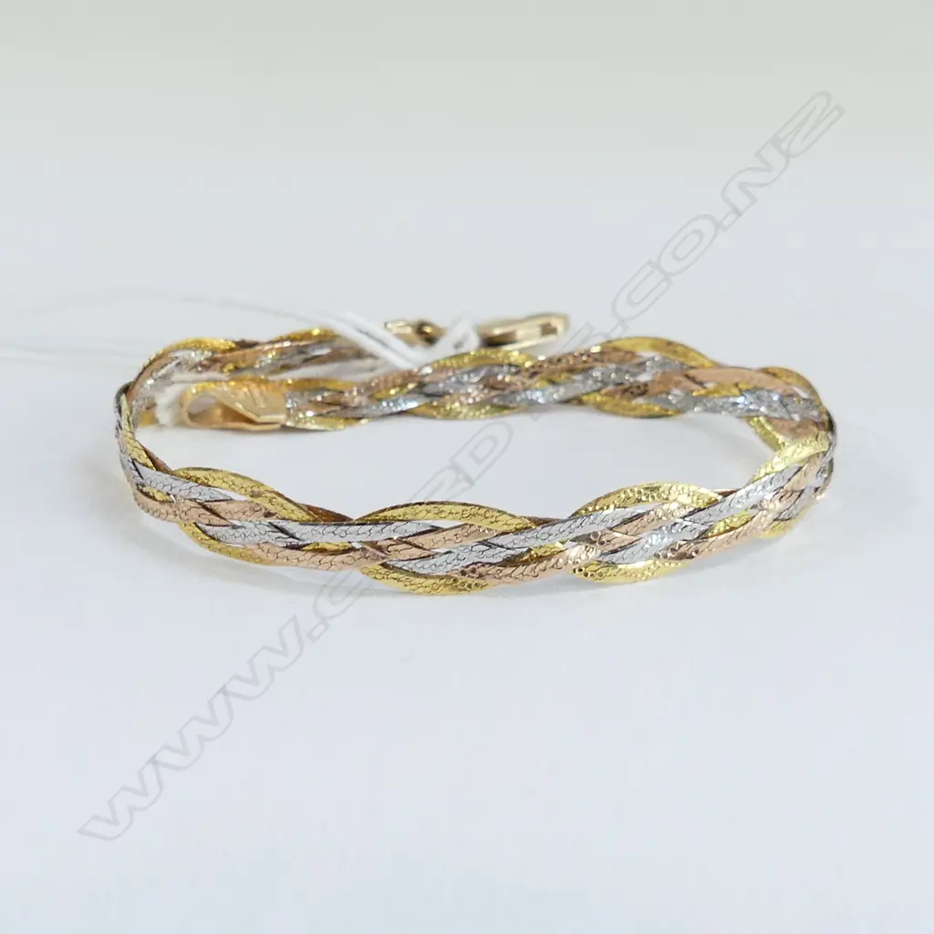 14ct 3 COLOURED GOLD BRACELET, L.185mm, 5.4GM Image 1++