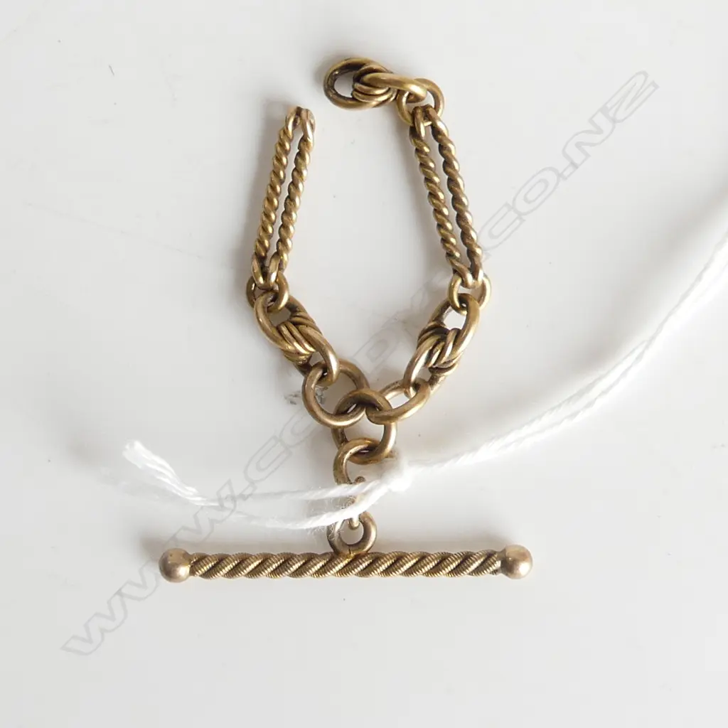 FANCY 9ct T-BAR W 2 LINKS from Albert chain 5.4gms Image 1++