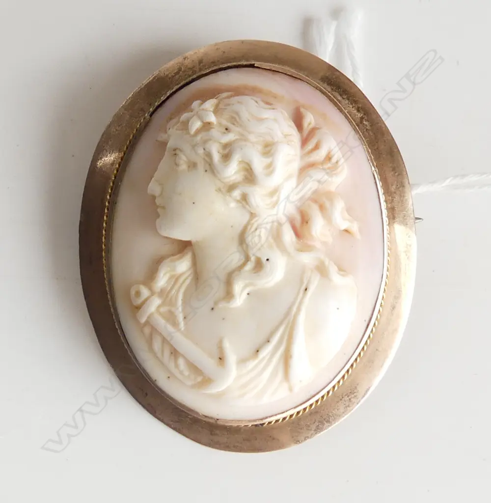 LARGE 9ct CAMEO BROOCH 50 x 40mm, 19.2GM Image 1++