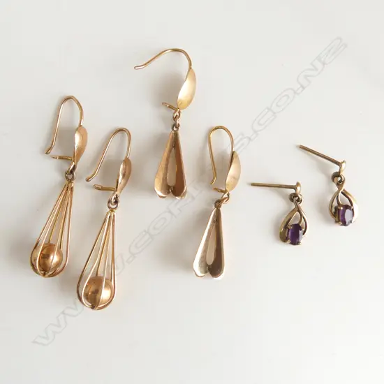 3 PRS 9CT GOLD EARINGS 5.4 GRMS