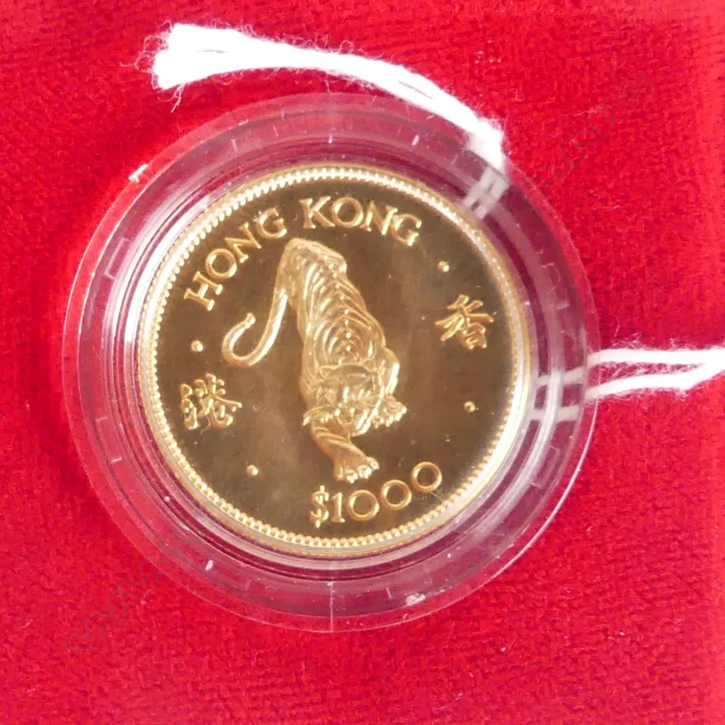 QE II Hong Kong 1986 Gold Proof $1000 coin Lunar Year of The Tiger. 22ct 15.97gms. Image 1++