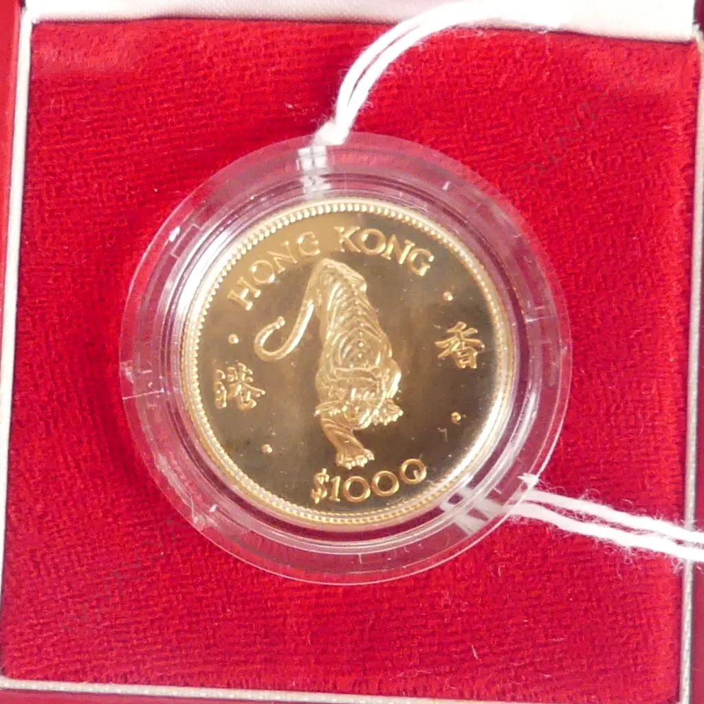 QE II Hong Kong 1986 Gold Proof $1000 coin Lunar Year of The Tiger. 22ct 15.97gms. Image 1++