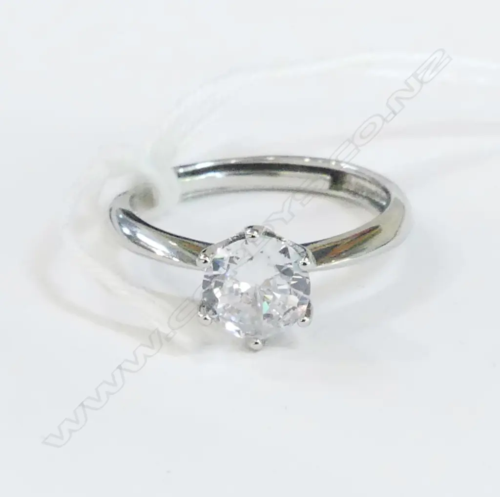 SILVER? 1CT MOISSANITE RING ADJ. SIZE + PR SWAROVSKI GP HOOP EARRINGS Image 1++