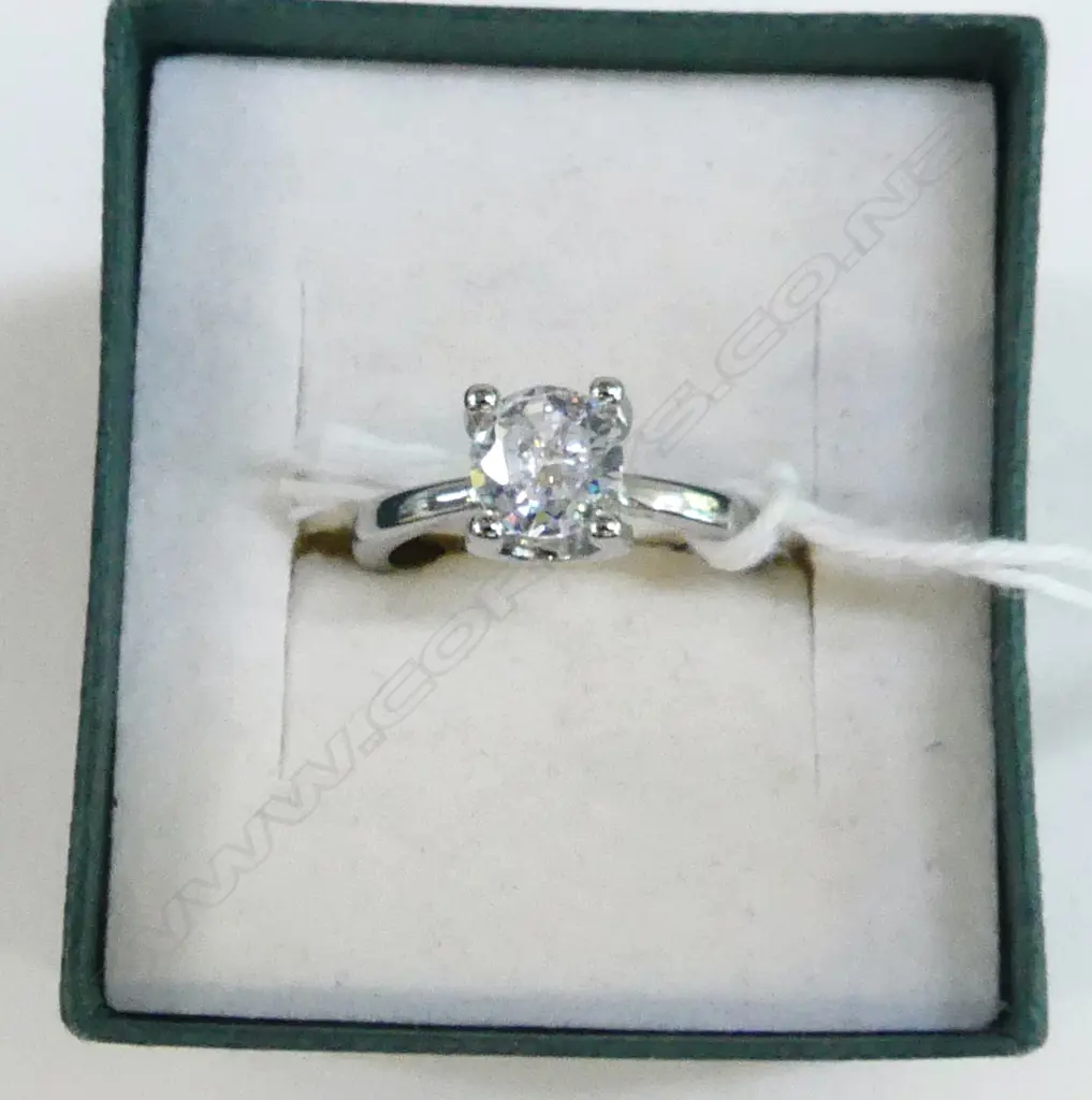 STG SILVER 1CT MOISSANITE RING ADJ. SIZE + PR EARRINGS Image 1++