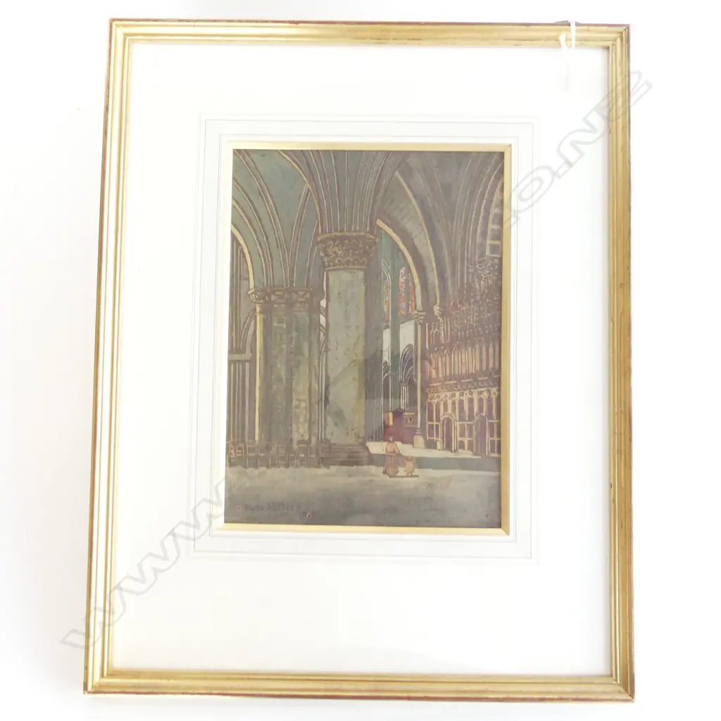 BLYTH FLETCHER, GOUACHE CHURCH INTERIOR 335x245mm Image 1++