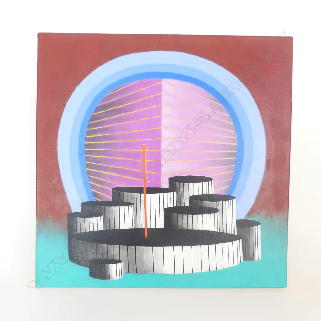 PETER CHRISTIAN 'STAGE' OIL ON CANVAS 2008 455x455mm Image 1++