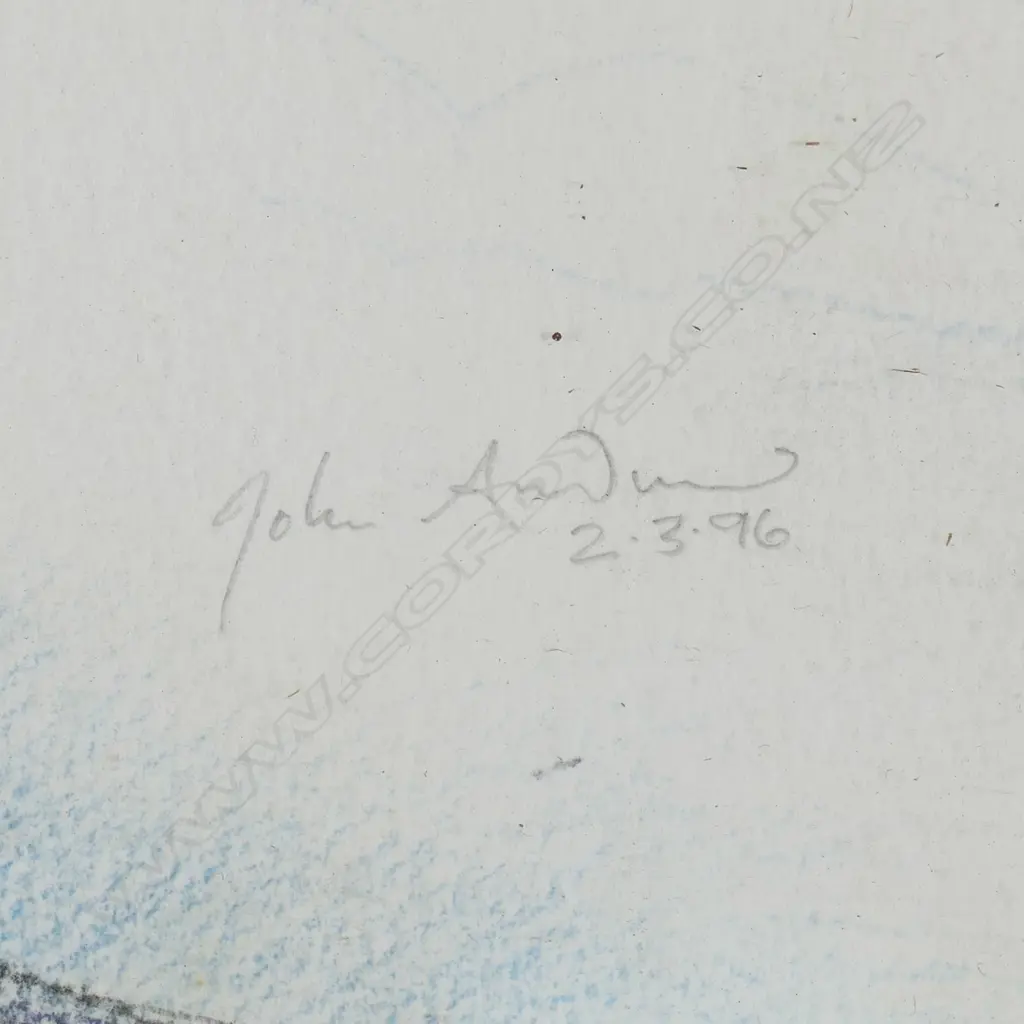 JOHN ANDREW, , FIGURE AND MT EDEN, CRAYON & PASTEL, SIGNED 2002, 430 x 570mm Image 1++
