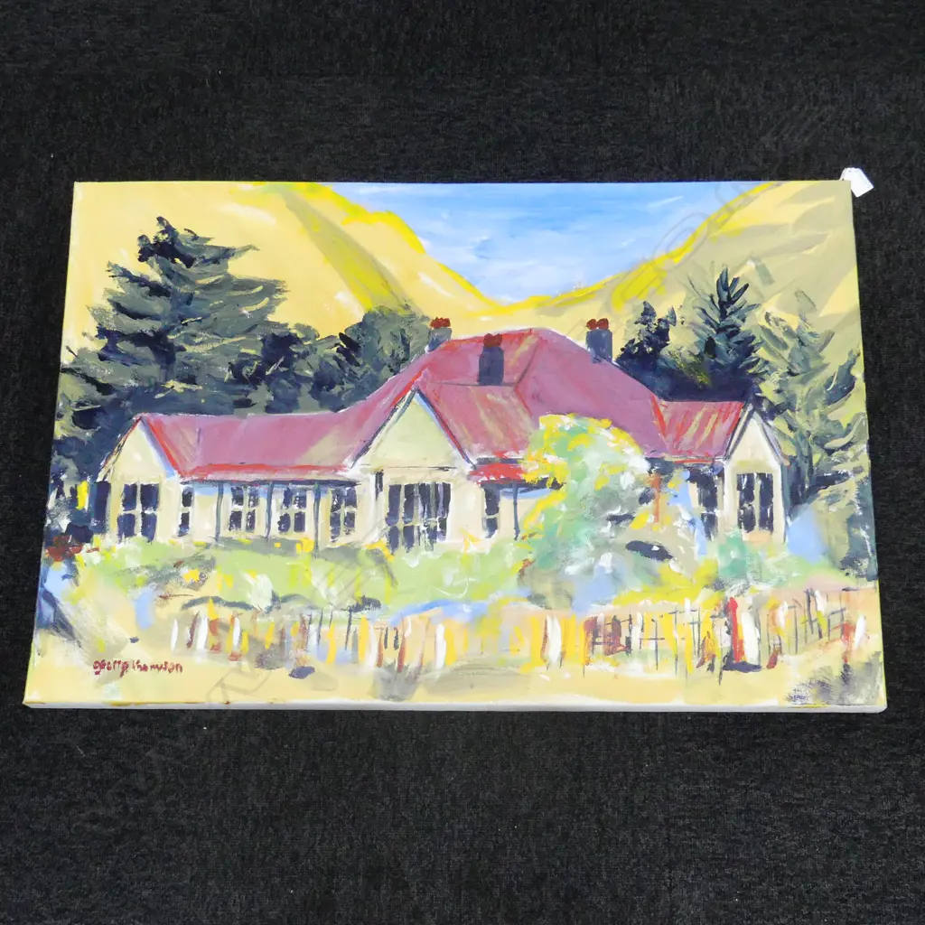 GEORGE THOMPSON 'MCKAY HOMESTEAD WHAREROA PAEKAKARIKI' OIL ON CANVAS 610x915mm Image 1++