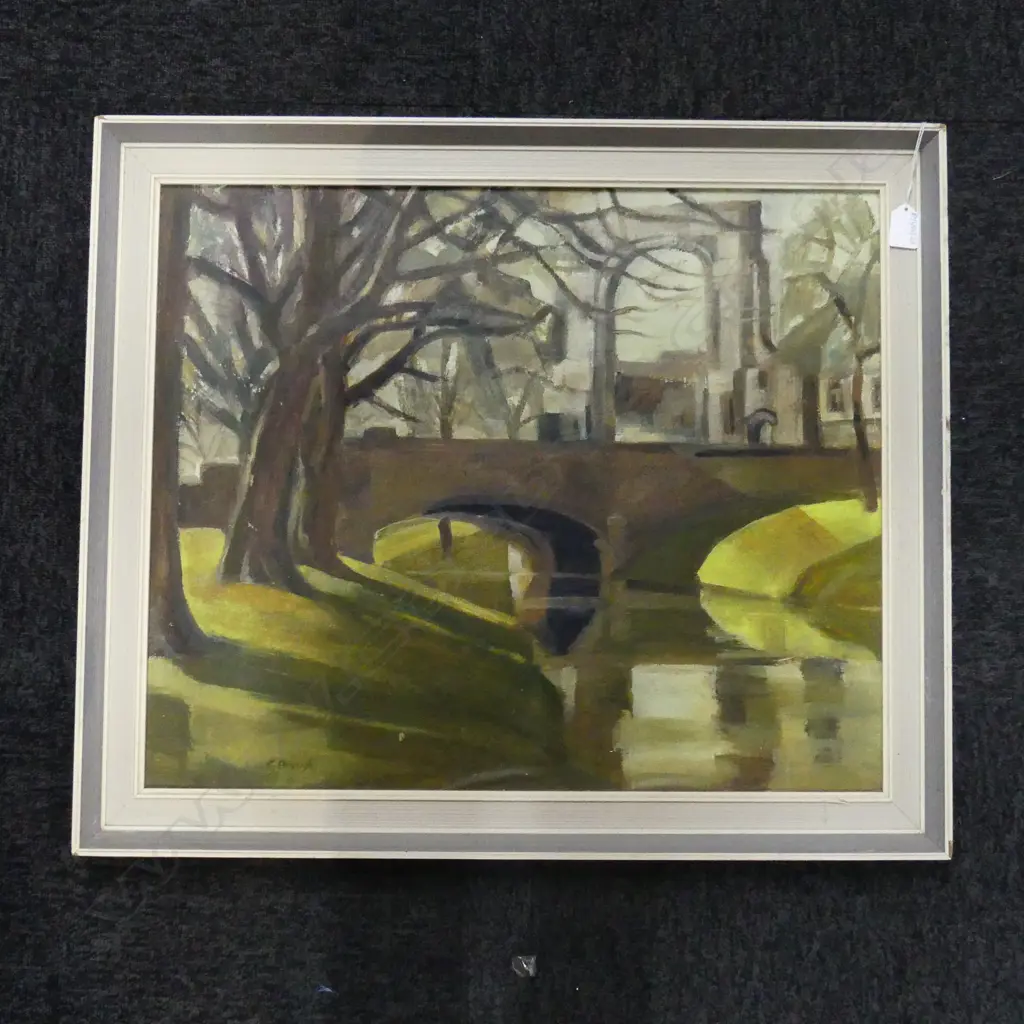 CATHERINE BROUGH 'THE AVON IN WINTER' OIL ON BOARD 495x600mm Image 1++