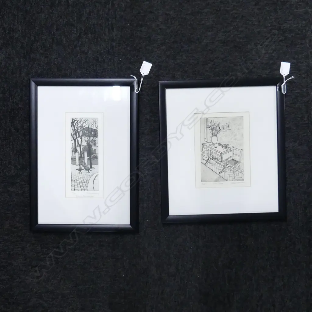 2 STELLA HARVEY ETCHINGS 'EVE IN MONTMARTRE' 13/15, HALL TABLE A/P 195x145mm Image 1++
