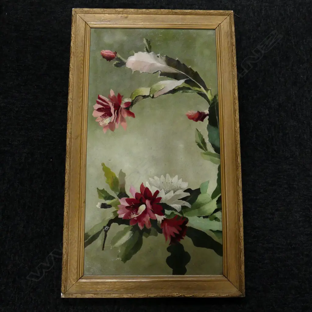 G. KYLE FLORAL OIL ON BOARD, GILT FRAME 625x330mm Image 1++