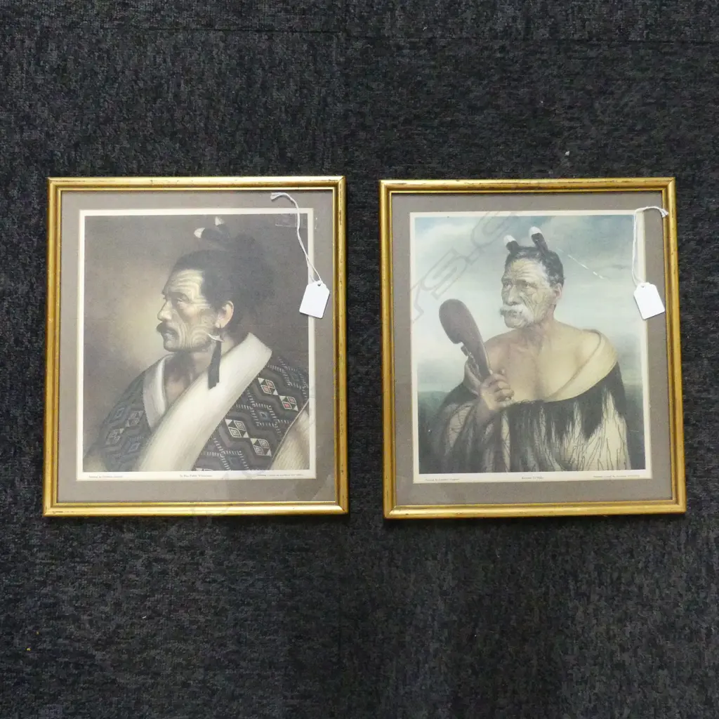 2 LINDAUER MAORI PRINTS; KEWENE TE HAHO, TE HAU-TAKIRI WHAREPAPA 280x240mm Image 1++