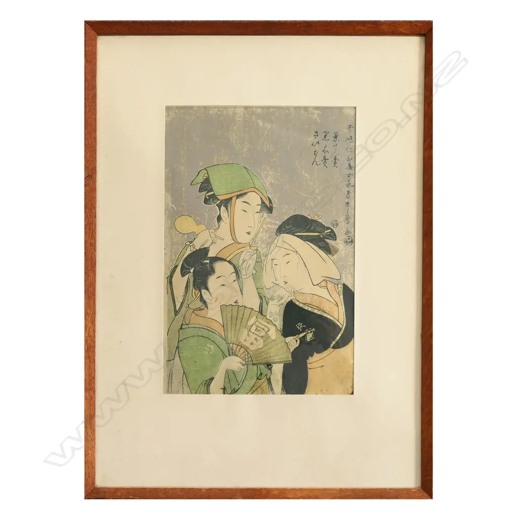 German Fascimile of Kitagawa Utamaro's (1754–1806) 'Three Niwaka Performers Image 1++