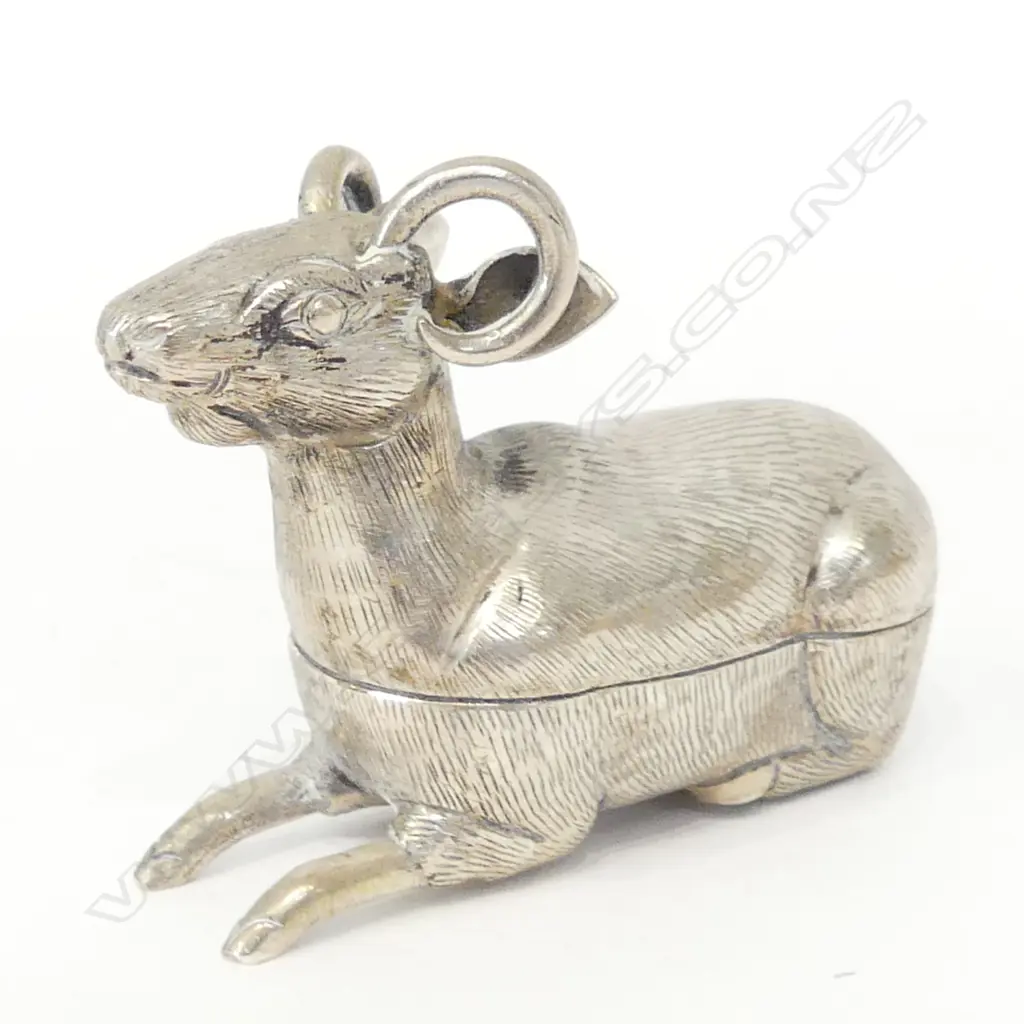 SILVER? HORNED GOAT CONTAINER L.55mm 19.2 GM Image 1++