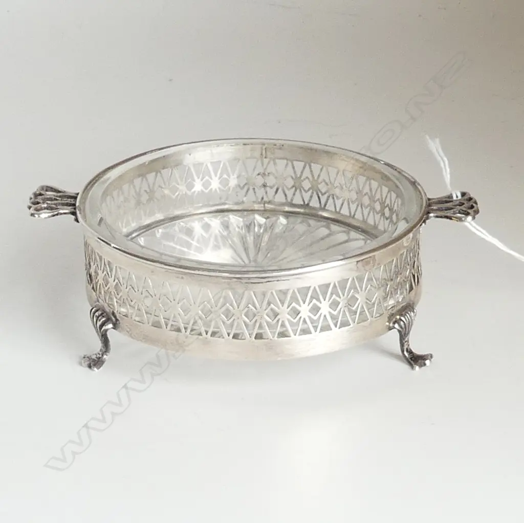 STG SILVER & CRYSTAL DISH, 95mm dia 34 GR Image 1++
