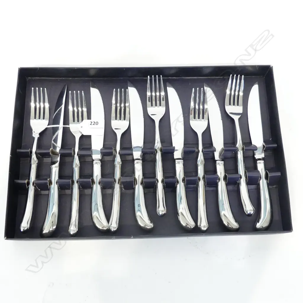 12 PIECE PISTOL GRIP STAINLESS STEEL STEAK SET MODERN, L. 230mm Image 1++