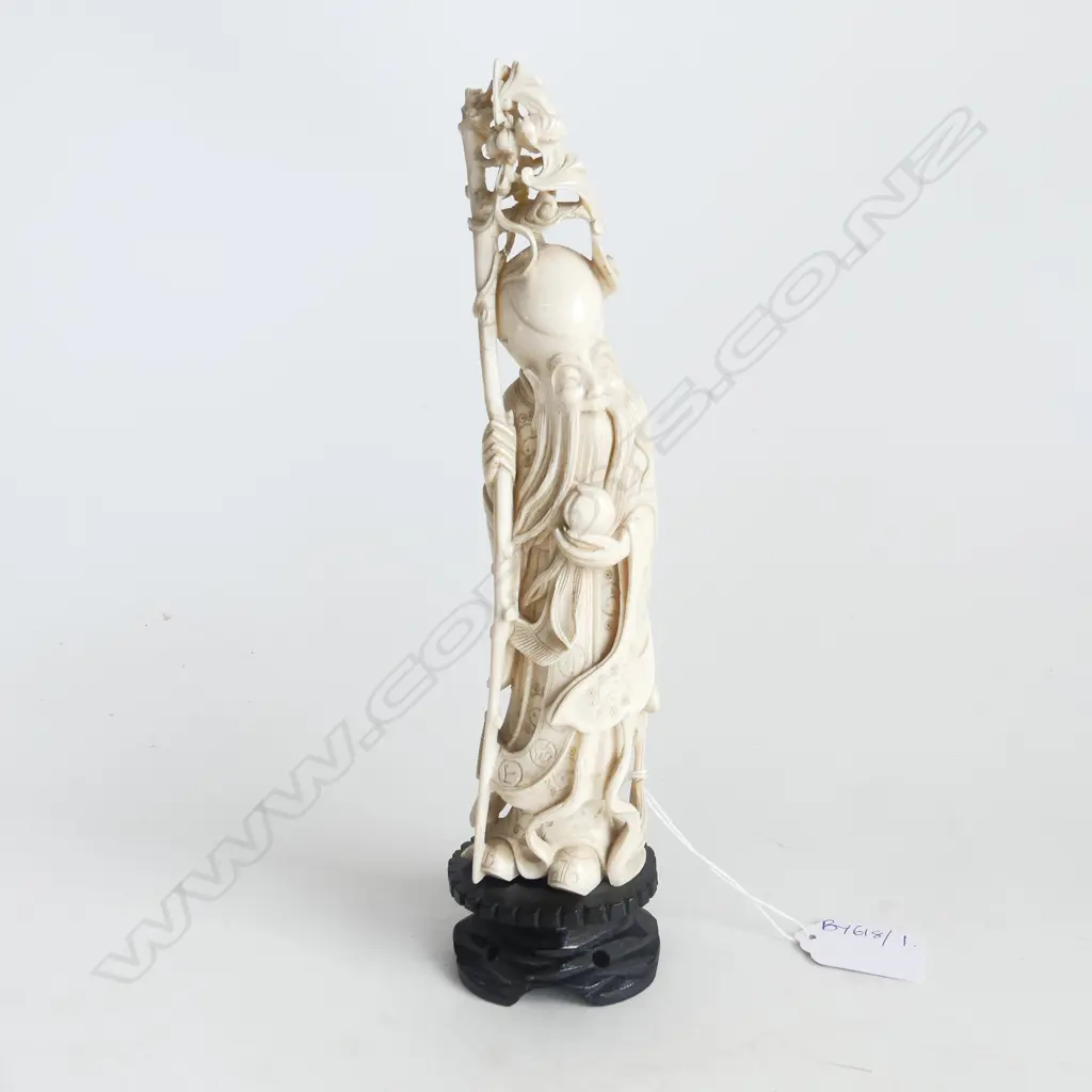 CARVED IVORY ORIENTAL FIGURE H.255mm Image 1++