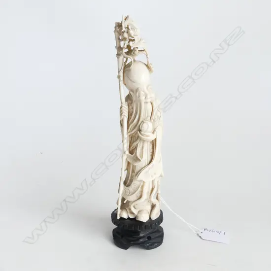CARVED IVORY ORIENTAL FIGURE H.255mm
