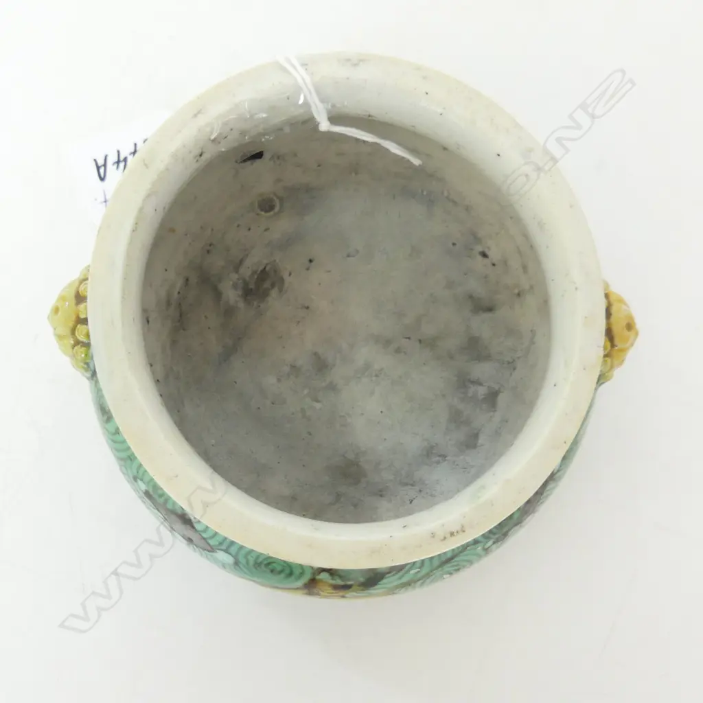 KANGXI? GREEN CENSER w. LION HEADS 115mm dia Professional restoration to base Image 1++