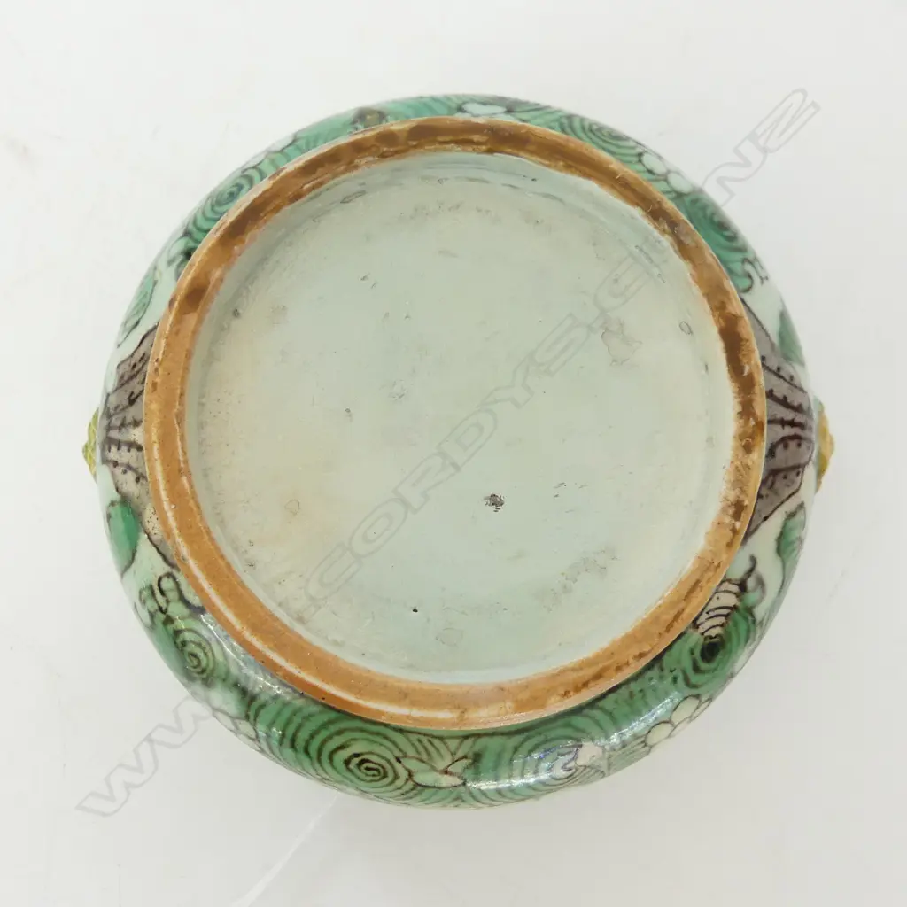 KANGXI? GREEN CENSER w. LION HEADS 115mm dia Professional restoration to base Image 1++