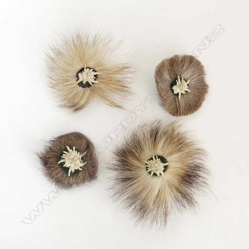 4 VINTAGE BROOCHES, MOUNTAIN GOAT HAIR & REAL EDELWEISS Image 1++