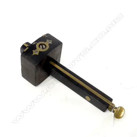 ANTIQUE EBONY & BRASS MARKING GAUGE FOR WOODWORK/METALWORK MAKER A. RAYSON, L. 190mm
