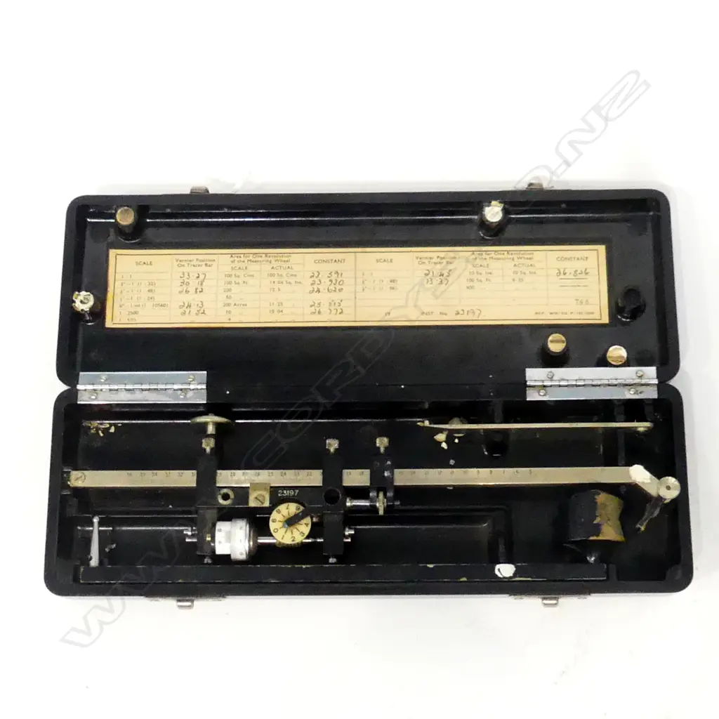 VINTAGE BRITISH ‘ALLBRIT’ PLANIMETER SCIENTIFIC INSTRUMENT IN CASE, L.245mm Image 1++