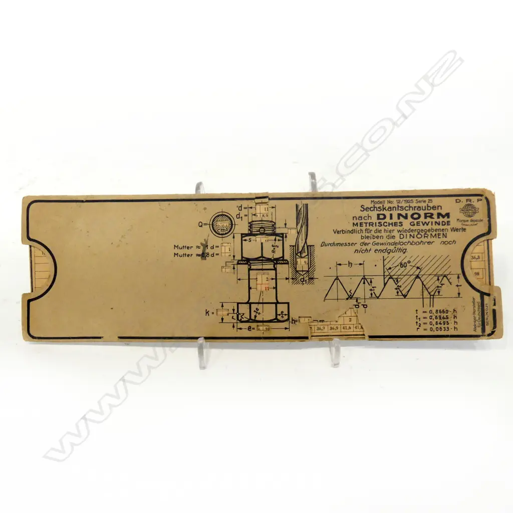 RARE VINTAGE ENGINEERS SLIDE RULE FOR NUTS & BOLTS BY ZIEMKE & KOZLOWSKI BERLIN GERMANY, L.230mm Image 1++