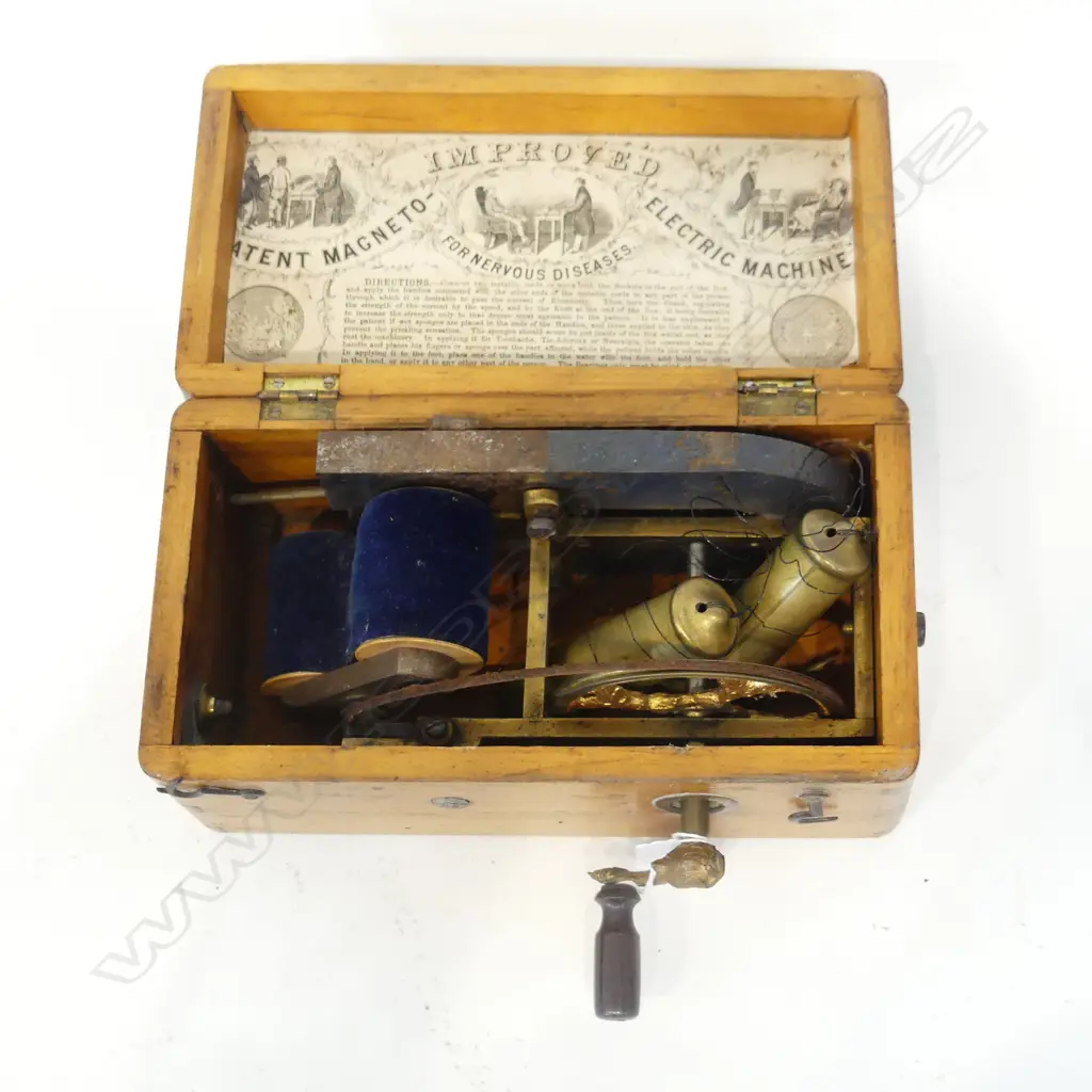 VICTORIAN ELECTRIC MACHINE FOR NERVOUS DISEASES WITH INSTRUCTIONS  c.1890’S, L.220mm Image 1++