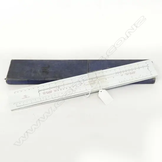VINTAGE SLIDE RULE ‘COST & PROFIT RECORDER’ BY B.R.L ENGLAND IN CASE , L. 340mm