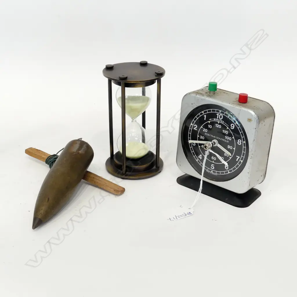 GERMAN TIME CONTROLLER / COUNTDOWN CLOCK H.125mm, HOUR GLASS, BRONZE BUILDERS PLUMB Image 1++