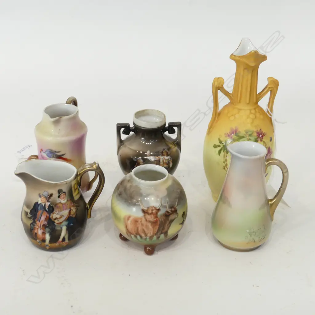 5 ROYAL BAYREUTH MINIATURES WITH ANOTHER VASE H 160 MM SOME FAULTS Image 1++