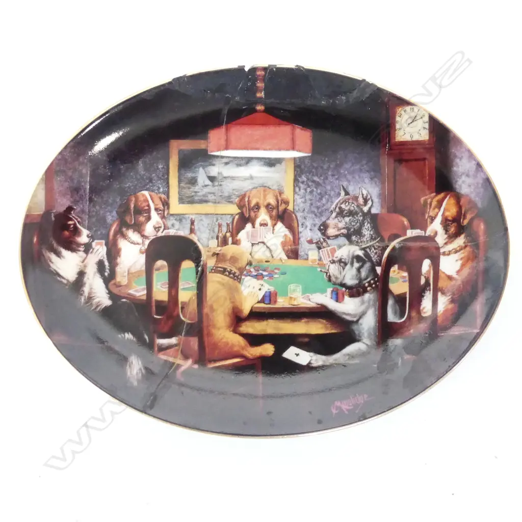 7 COLLECTABLE PLATES + DOG FIGURINE W.290mm  1 PLATE AF Image 1++