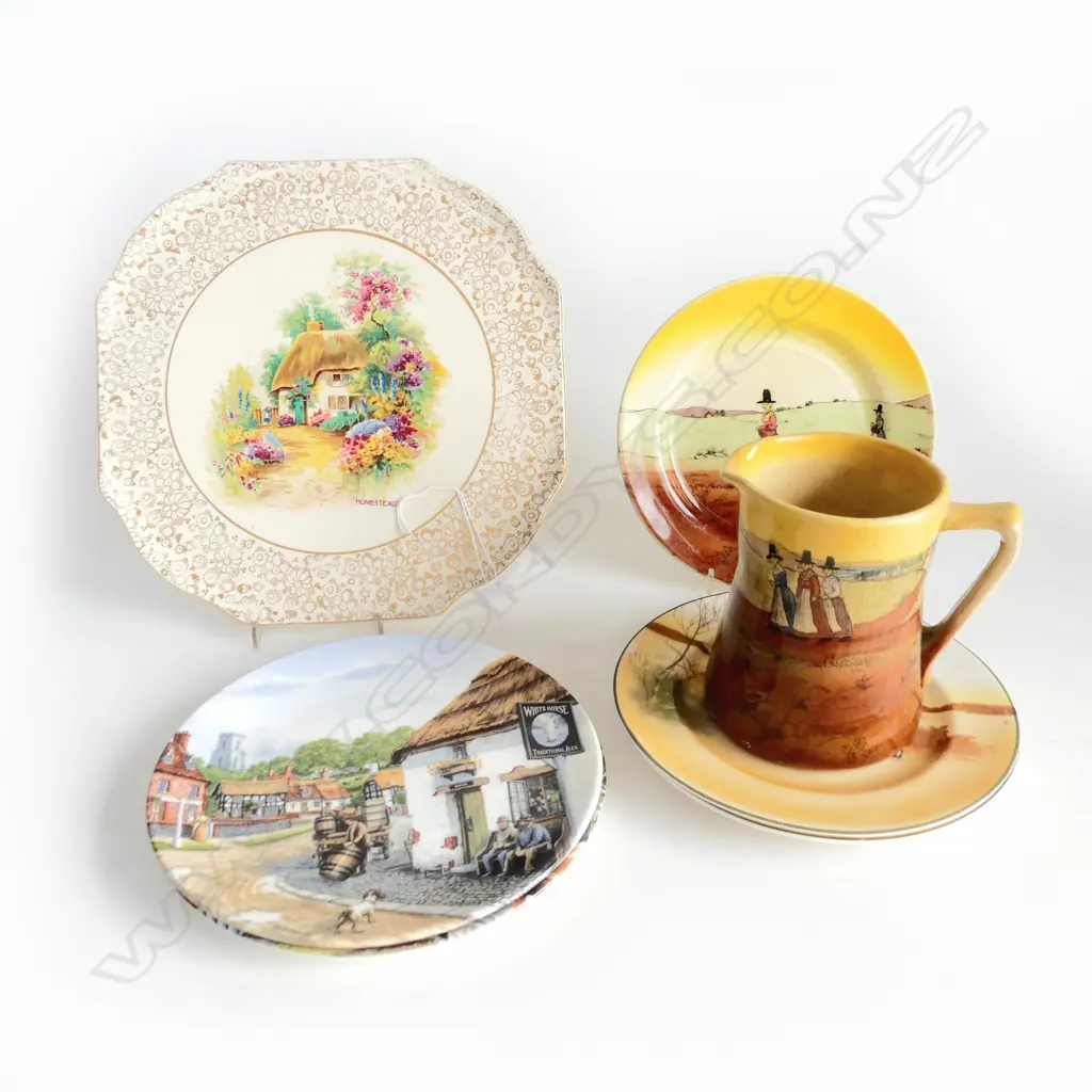 5 ROYAL DOULTON SIDE PLATES (2 MODERN), ROYAL DOULTON JUG & 1 LRG ENGLISH CHINA FLORAL CAKE PLATE Image 1++