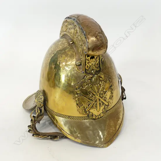 ANTIQUE BRASS FIREMANS HELMET H.250mm