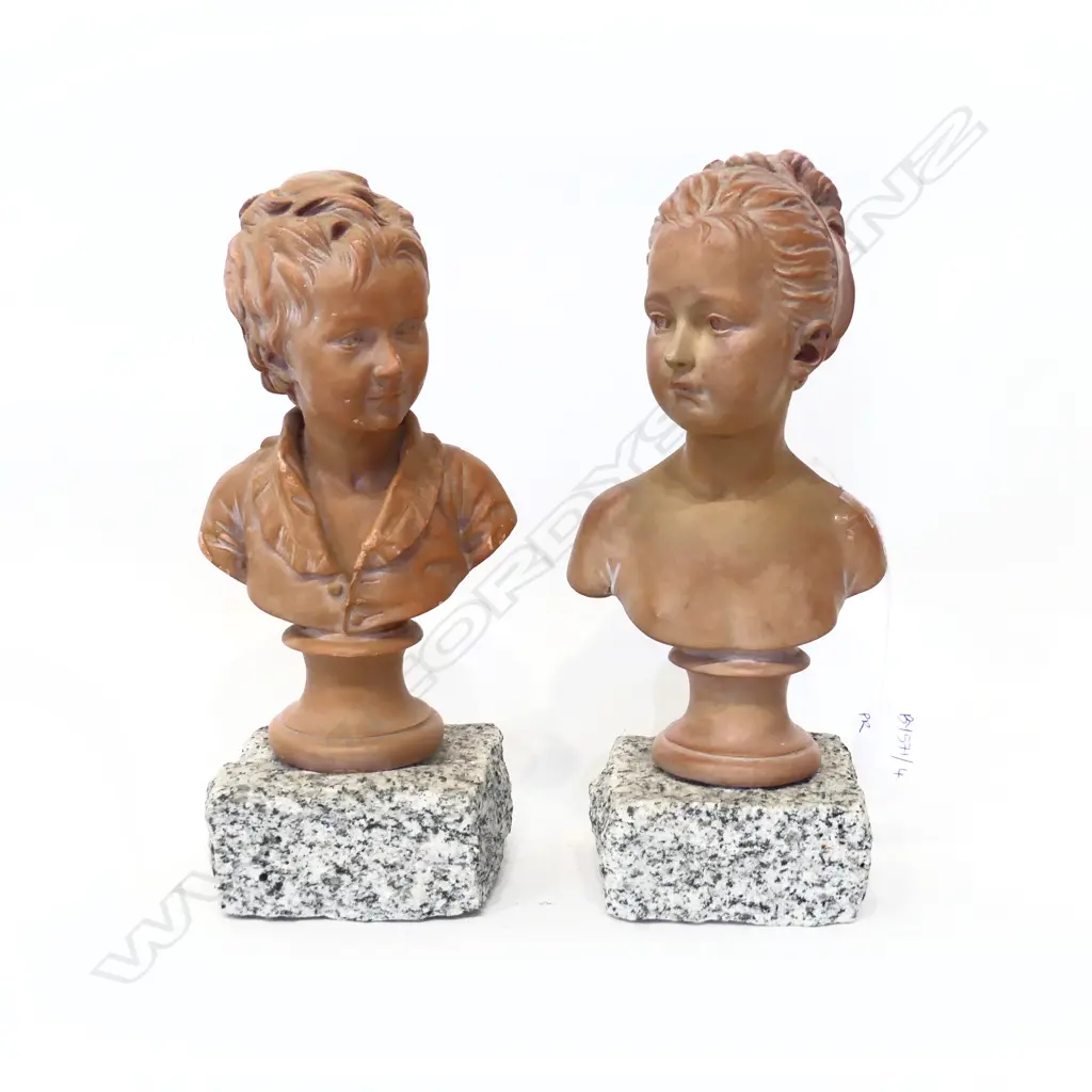 PR PLASTER CHILDRENS BUSTS ON QUARTZ BASES H.270mm Image 1++